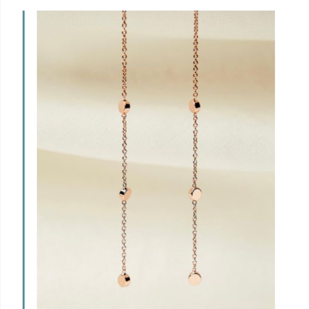 18k Rose Gold Plated Threader Earrings   Dangle Thread Earrings La Meno Treasure